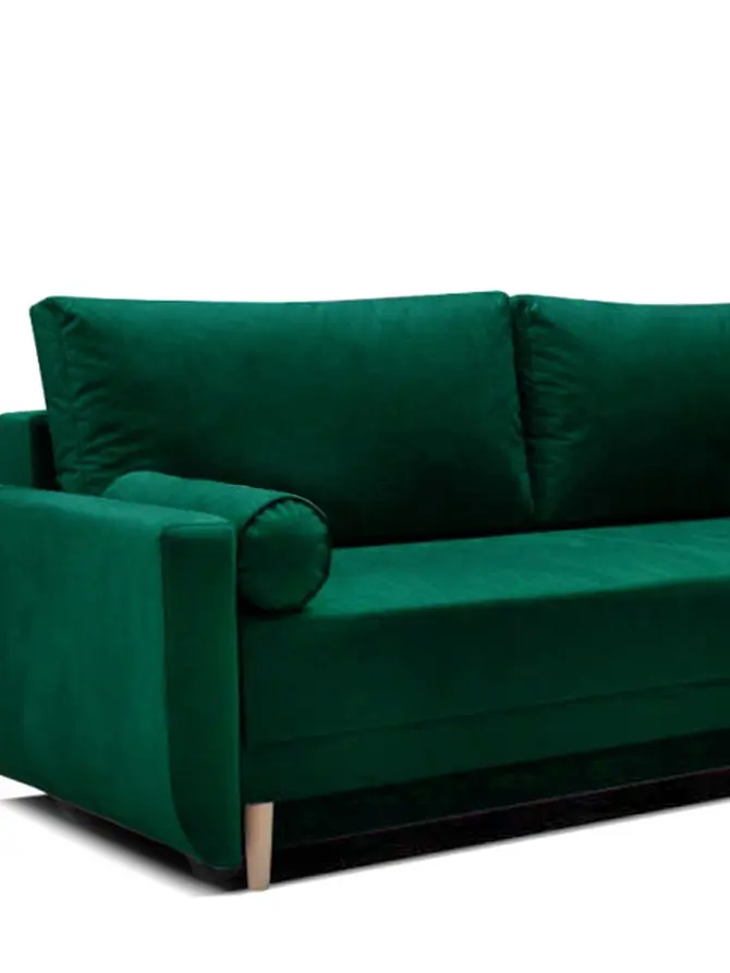 Sofa BRUNI zielona z funkcją spania i pojemnikiem na pościel 215x92x92 cm