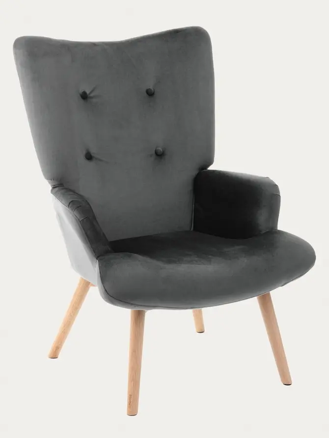Fotel B2 MOSS PLUS 2w1 welurowy szary 70x55x95 cm/72x73x92 cm