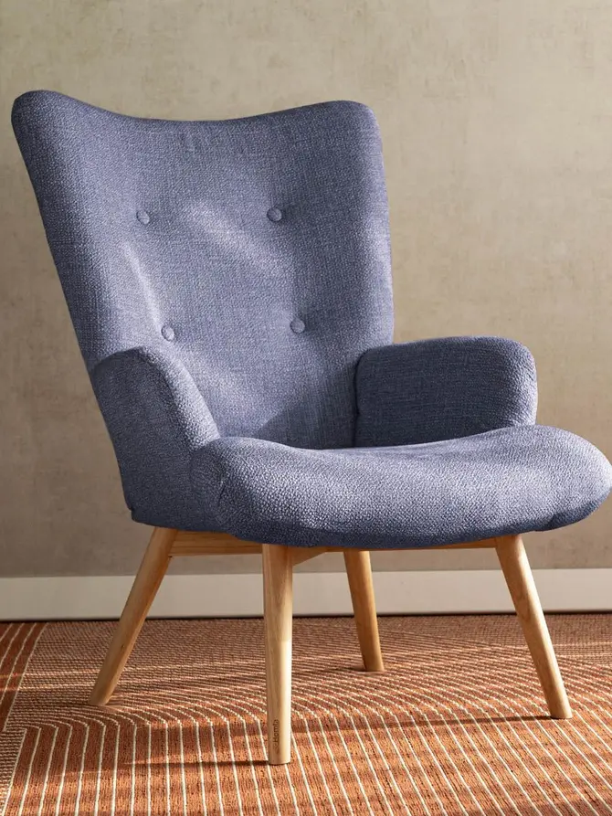 Fotel MOSS POP w tkaninie granatowy 70x55x95 cm