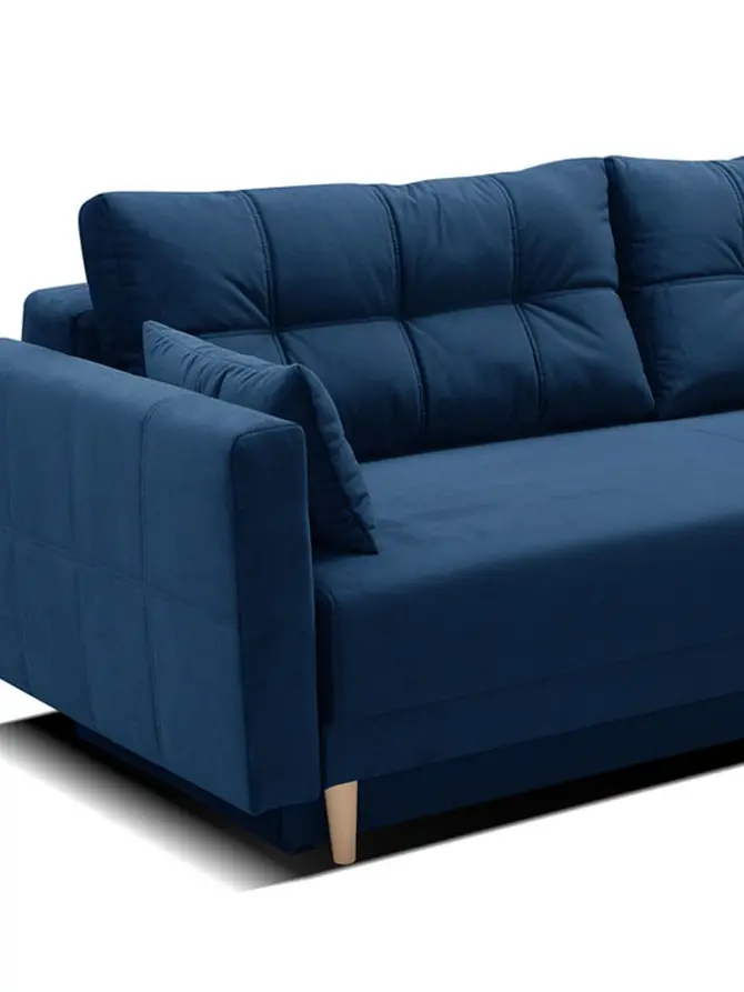 Sofa MAGNUS granatowa z funkcją spania i pojemnikiem na pościel 216x85x91 cm