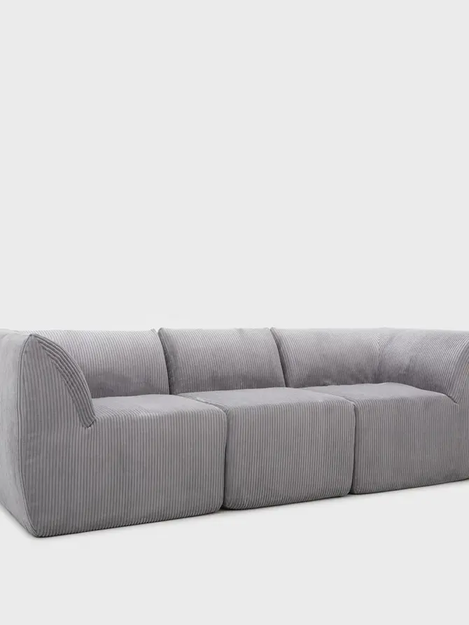 Sofa modułowa SVELA 3-osobowa szara piankowa sztruksowa 225x80x60,5 cm