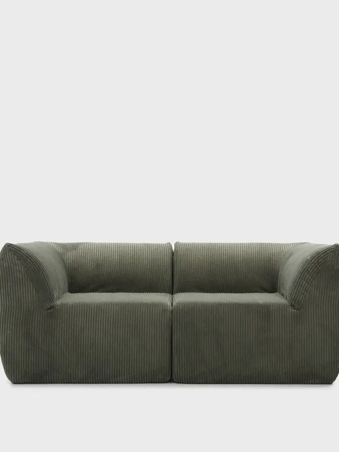 Sofa modułowa SVELA 2-osobowa oliwkowa piankowa sztruksowa 161x80x60,5 cm