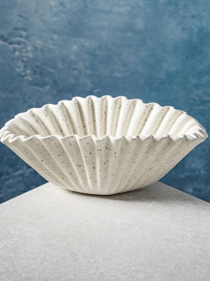 Misa dekoracyjna EVANIA ceramiczna biała 23x14x8,8 cm