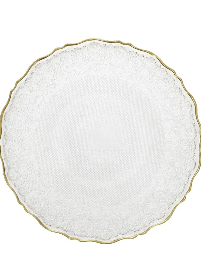 Talerz LISALA obiadowy ze złotą obwódką 28 cm