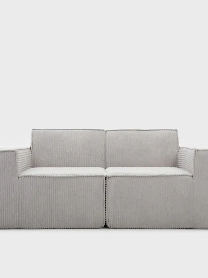 Sofa modułowa LYKKE 2-osobowa jasnoszara piankowa sztruksowa 190x88x73 cm