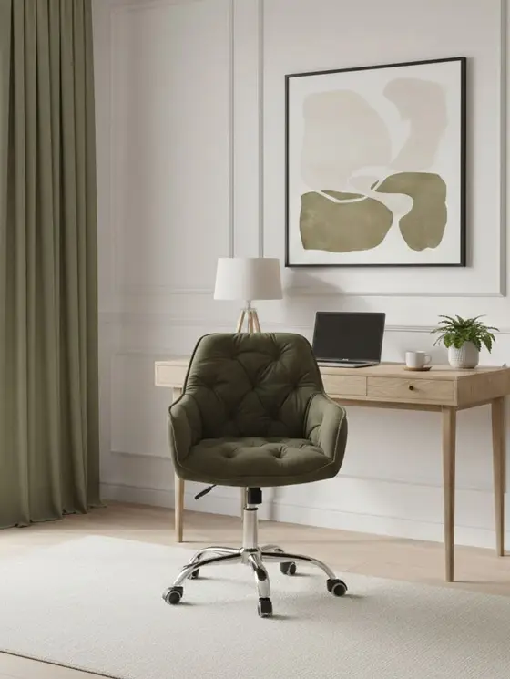 Fotel FUSSY w tkaninie obrotowy zielony 57x61x80-90 cm