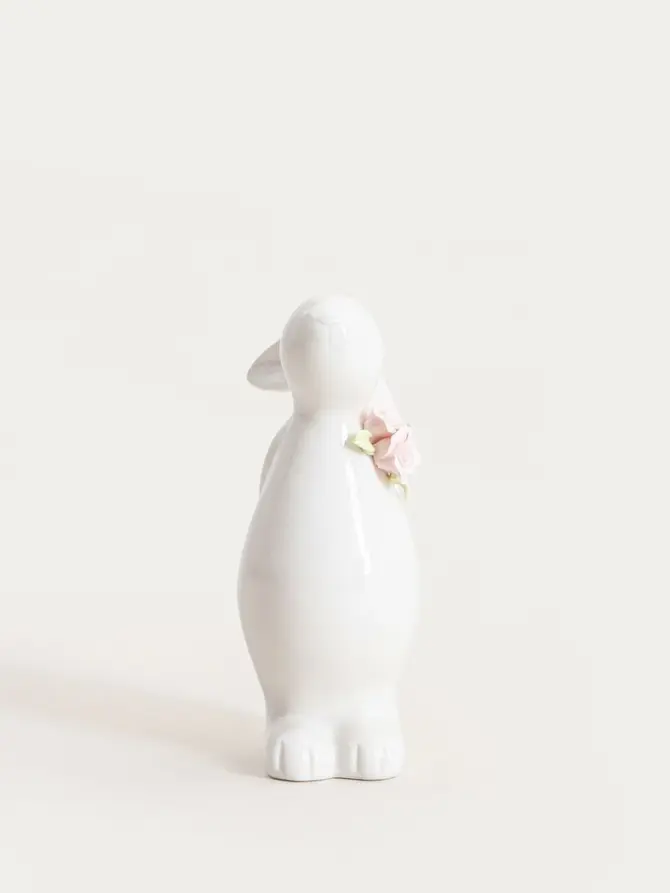 Figurka BULAQ zając ceramiczny z dekoracyjnymi kwiatami 9,8x7x18,6 cm