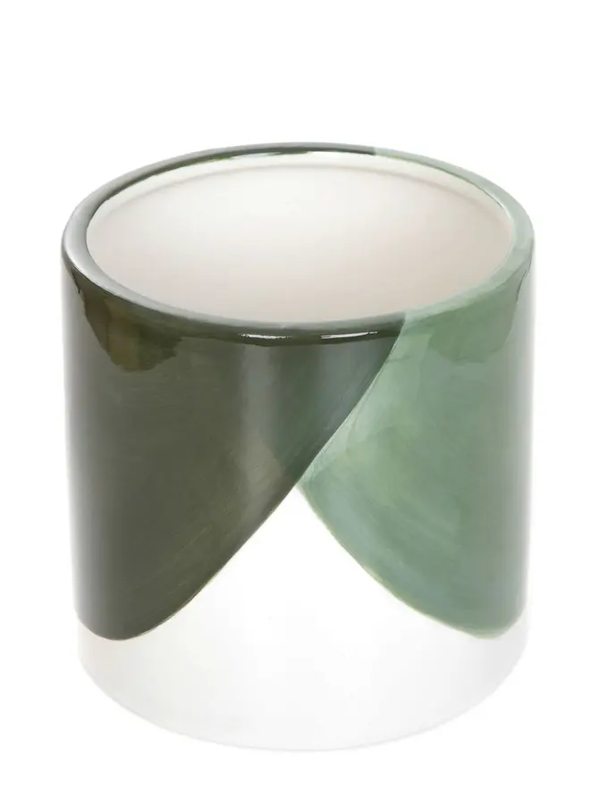 Osłonka na doniczkę LAZO ceramiczna zielona 13x14 cm