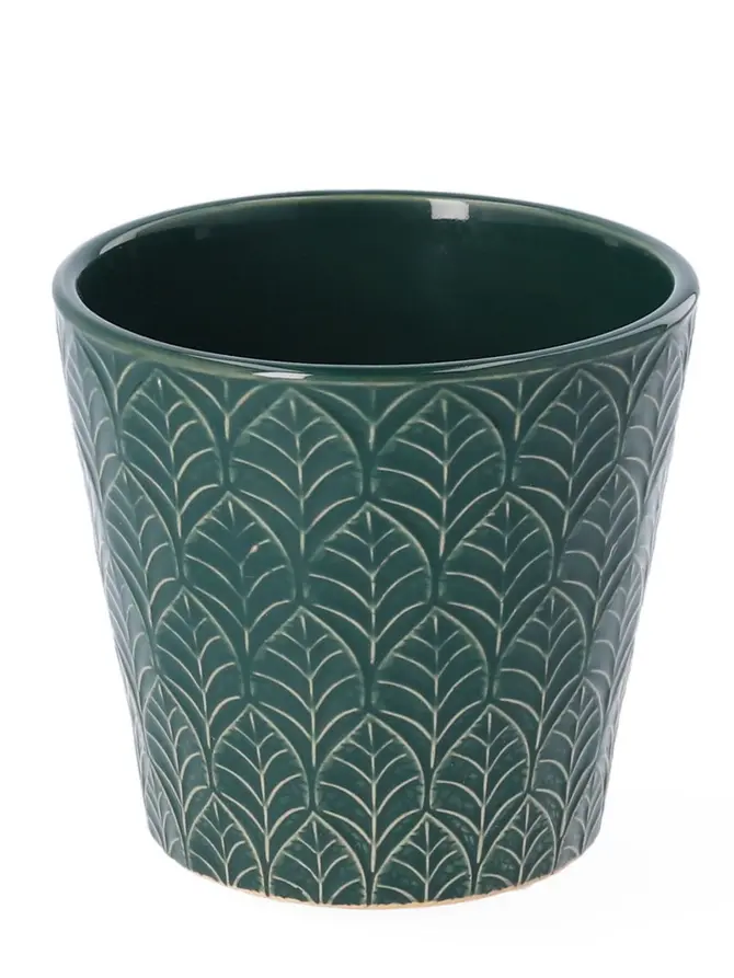 Osłonka na doniczkę SLANO ceramiczna zielona 13x13 cm