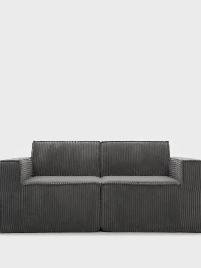 Sofa modułowa LYKKE 2-osobowa ciemnoszara piankowa sztruksowa 190x88x73 cm