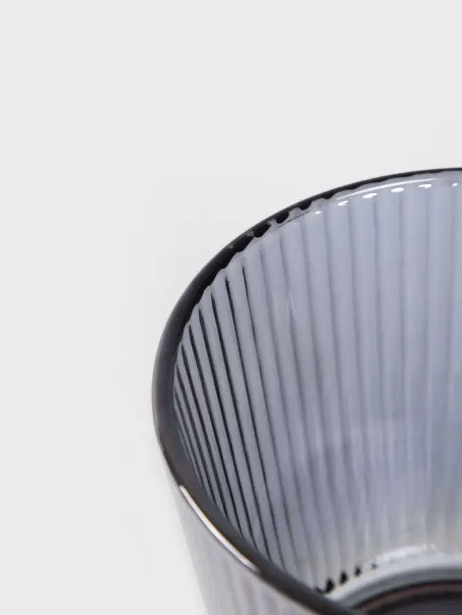 Zestaw filiżanek GLASSICO szklanych ryflowanych, szarych, 2 szt. 0,42 l