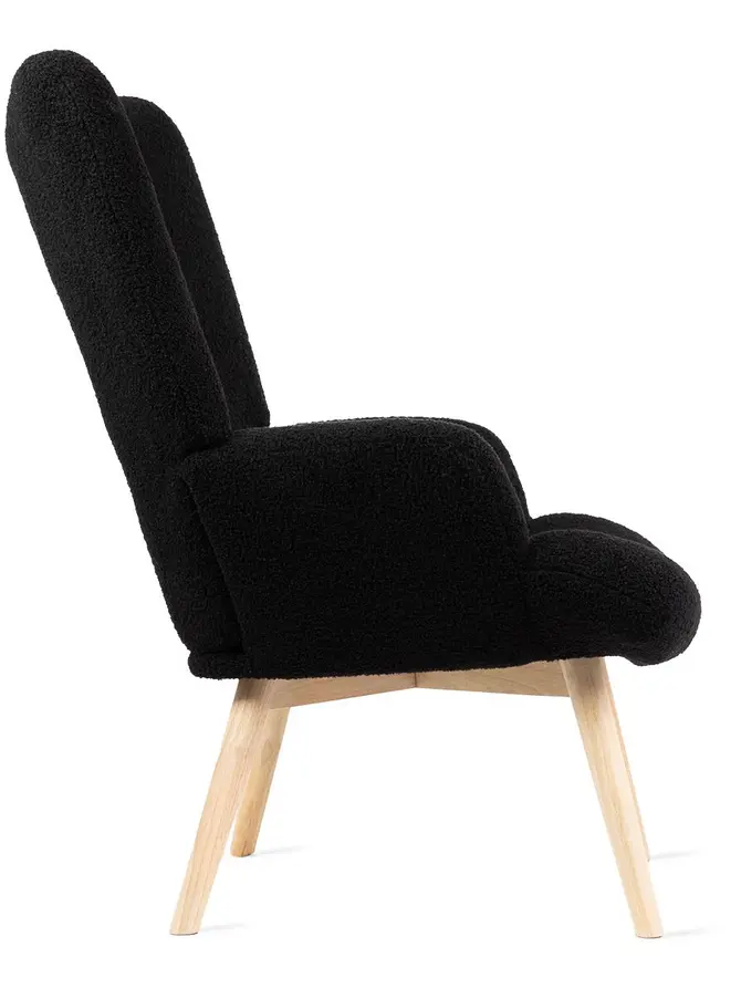 Fotel MOSS TEDDY BOUCLE w tkaninie TEDDY czarny 70x55x95 cm