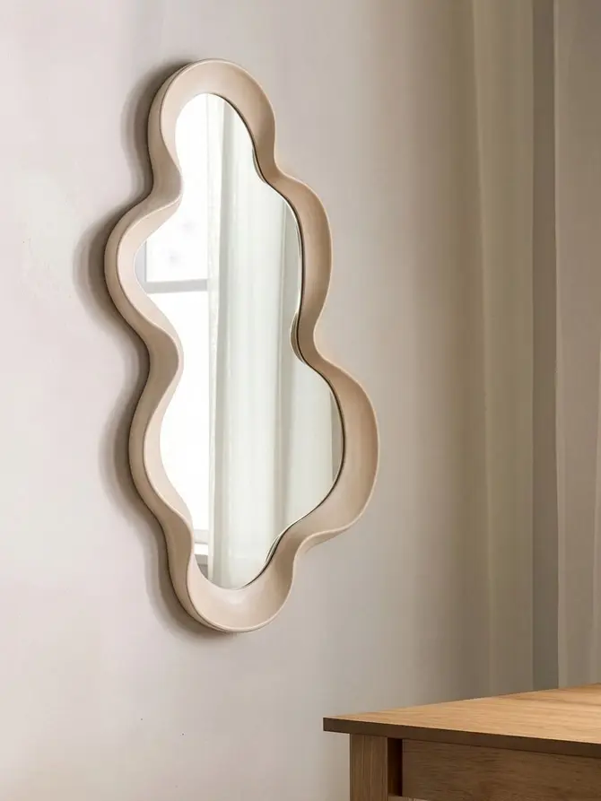 Lustro VEYA beżowe o nieregularnym kształcie 100x50 cm