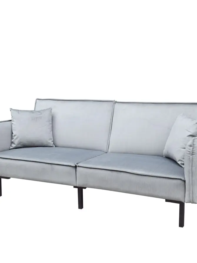 Sofa CANTO 3-osobowa, z funkcją spania, welurowa szara 199x90x85 cm