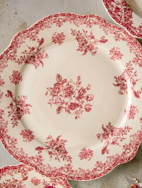 Talerz LOURRY porcelanowy obiadowy czerwony 27 cm