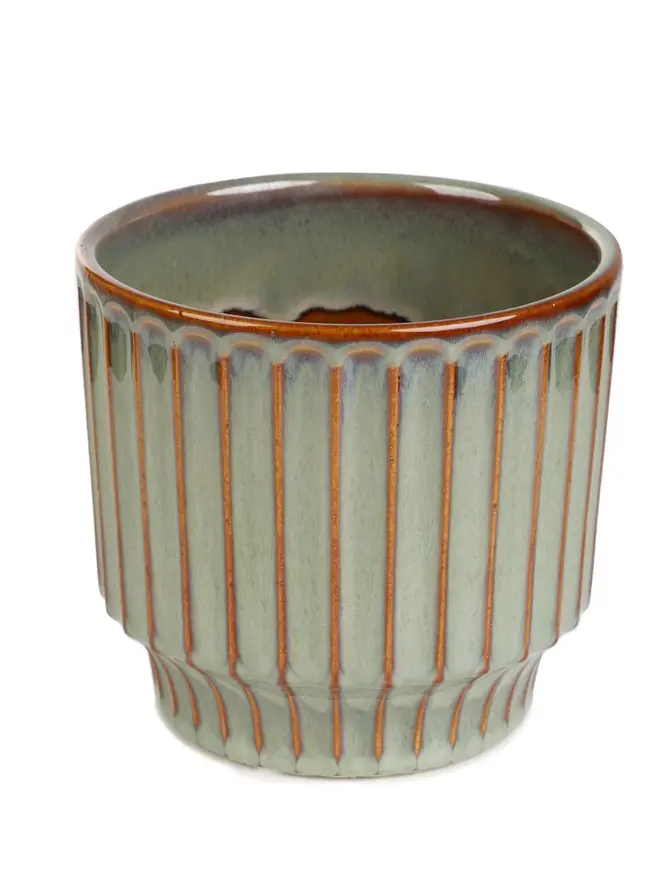 Osłonka na doniczkę MAYA ceramiczna zielona 13,8x13,8x12,8 cm