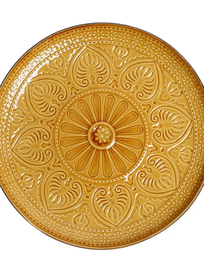 Talerz INDIE obiadowy musztardowy 27 cm