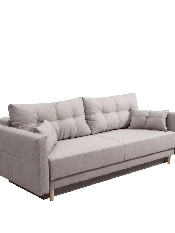 Sofa MAGNUS beżowa z funkcją spania i pojemnikiem na pościel 216x85x91 cm