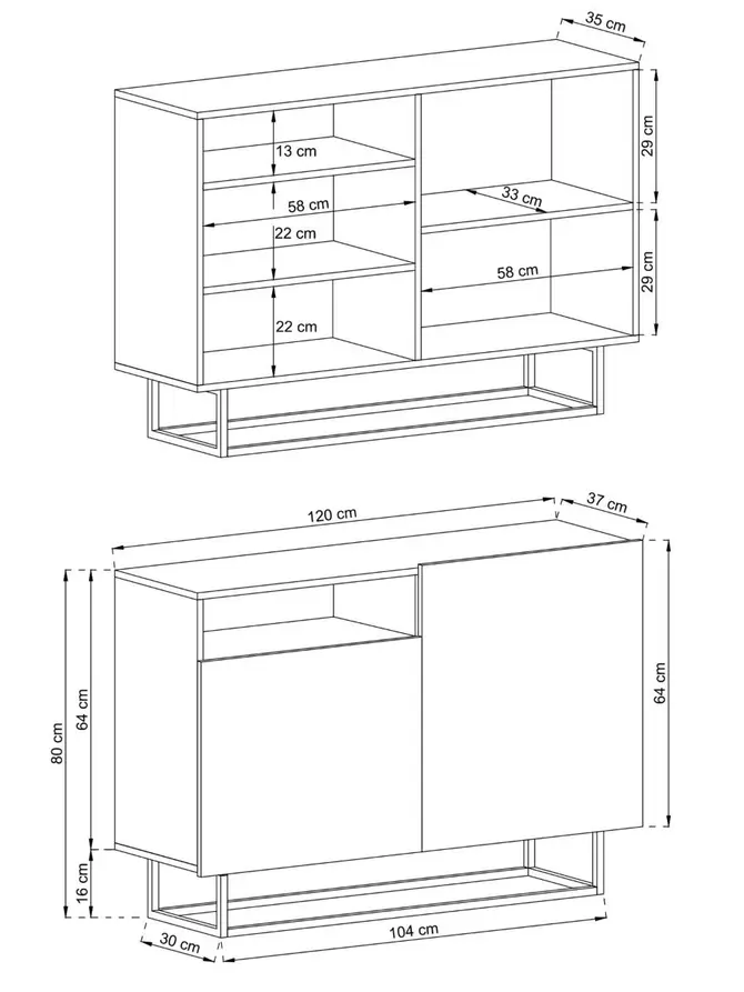 Komoda ENJOY naturalna 120x37x80 cm