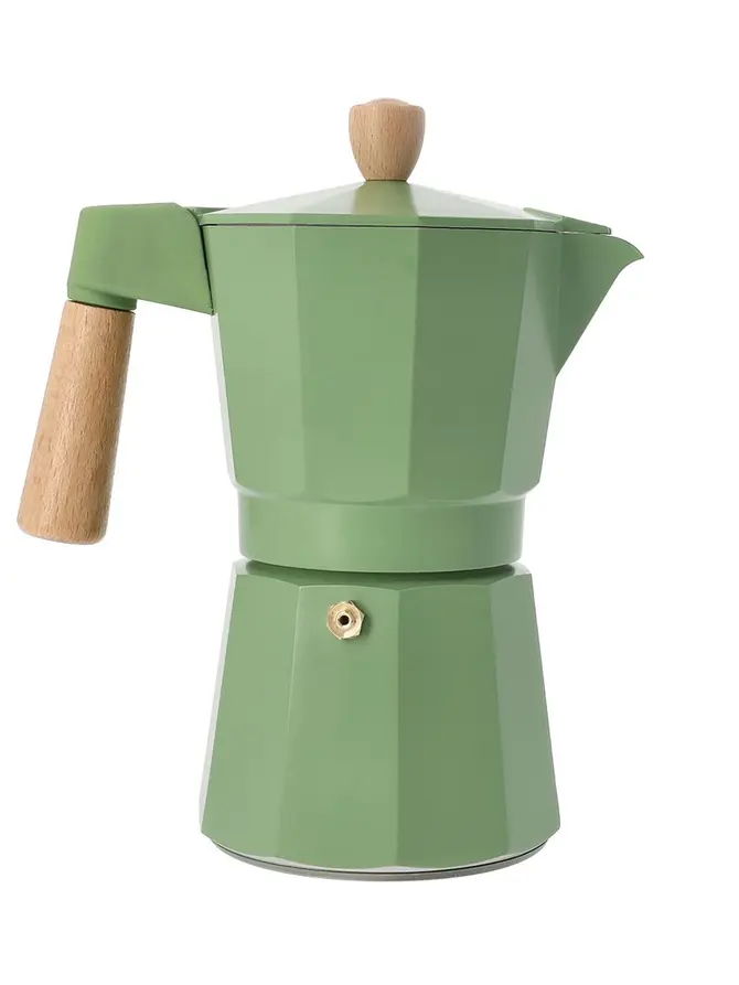 Kawiarka MIA MOKKA pistacjowa z drewnianym uchwytem 6 CUP