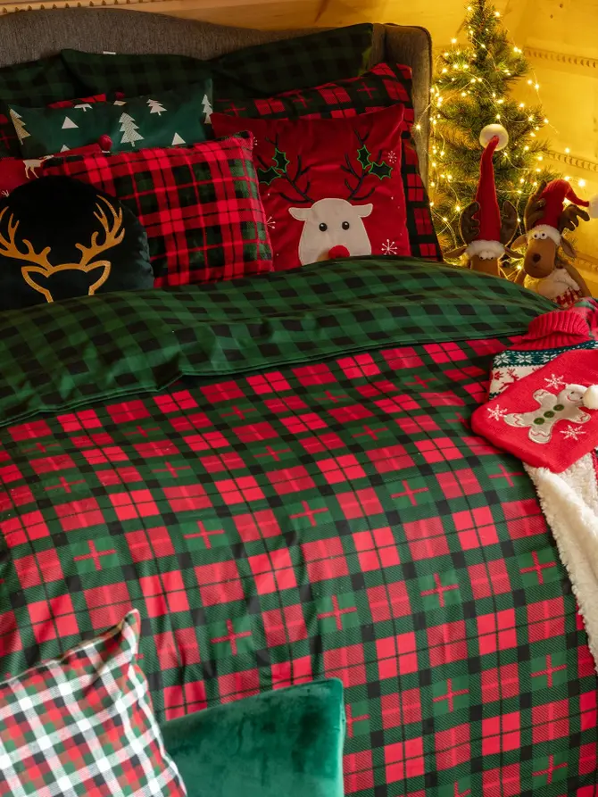 Pościel EC TARTAN bawełniana w kratę 160x200 + 2*70x80 cm