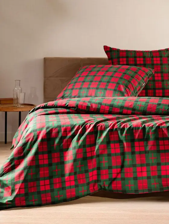 Pościel EC TARTAN bawełniana w kratę 160x200 + 2*70x80 cm