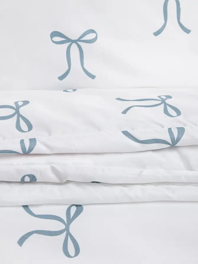 Pościel EC VIVIENNE z mikrofibry w niebieskie kokardki 220x200 + 2*70x80 cm