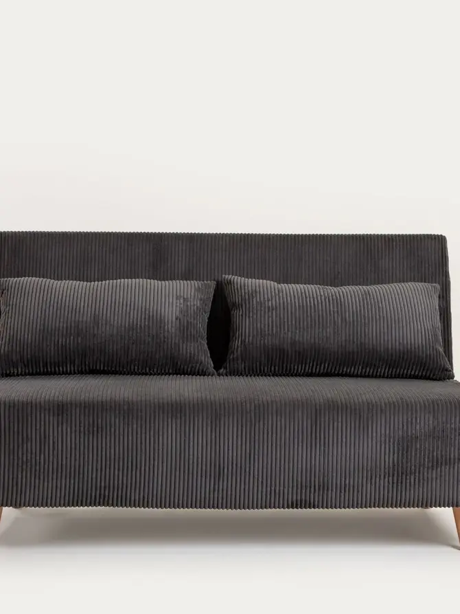 Sofa SOLACE 2-osobowa, z funkcją spania sztruksowa czarna 140x91x84 cm