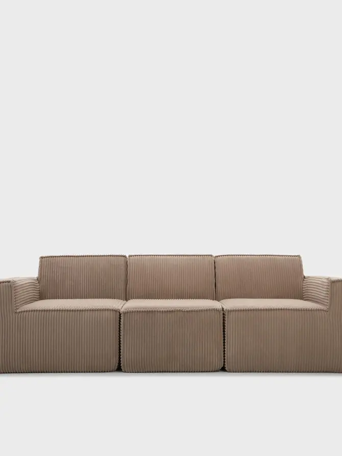 Sofa modułowa LYKKE 3-osobowa beżowa piankowa sztruksowa 263x88x73 cm