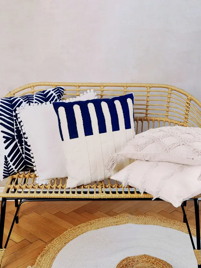 Ławka BOKKA boho pleciona 127x58x80 cm