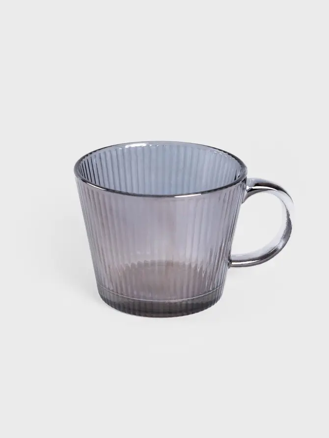 Zestaw filiżanek GLASSICO szklanych ryflowanych, szarych, 2 szt. 0,42 l