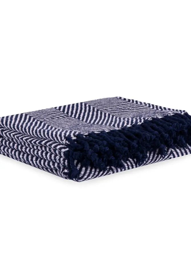 Pled zygzak granatowy SPARRE 130x170 cm SS19 925195