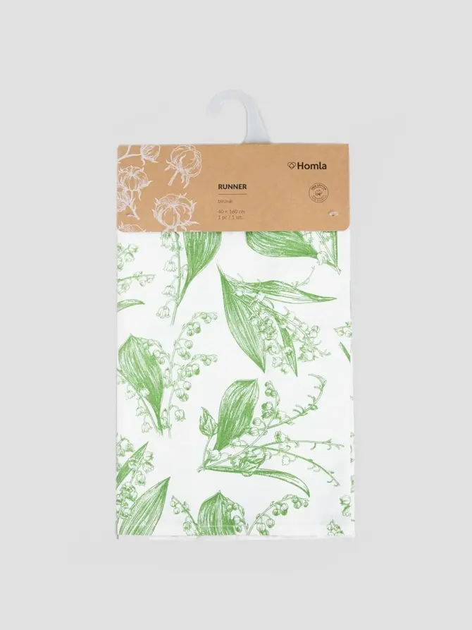 Bieżnik LILY OF THE VALLEY z konwaliowym wzorem 40x160 cm