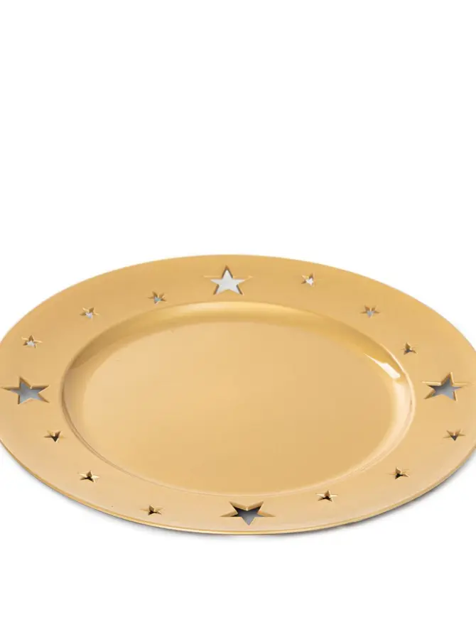 Taca ozdobna PLAST z gwiazdkami złota 33 cm