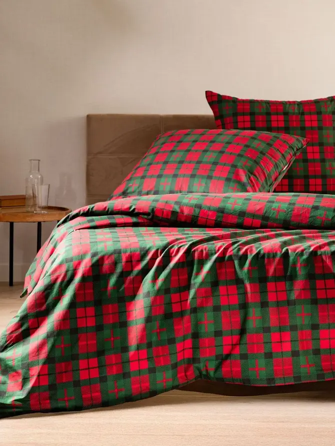 Pościel EC TARTAN bawełniana w kratę 160x200 + 2*70x80 cm