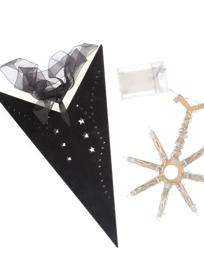 Gwiazda GALLA ażurowa zamszowa czarna z ledem 60 cm