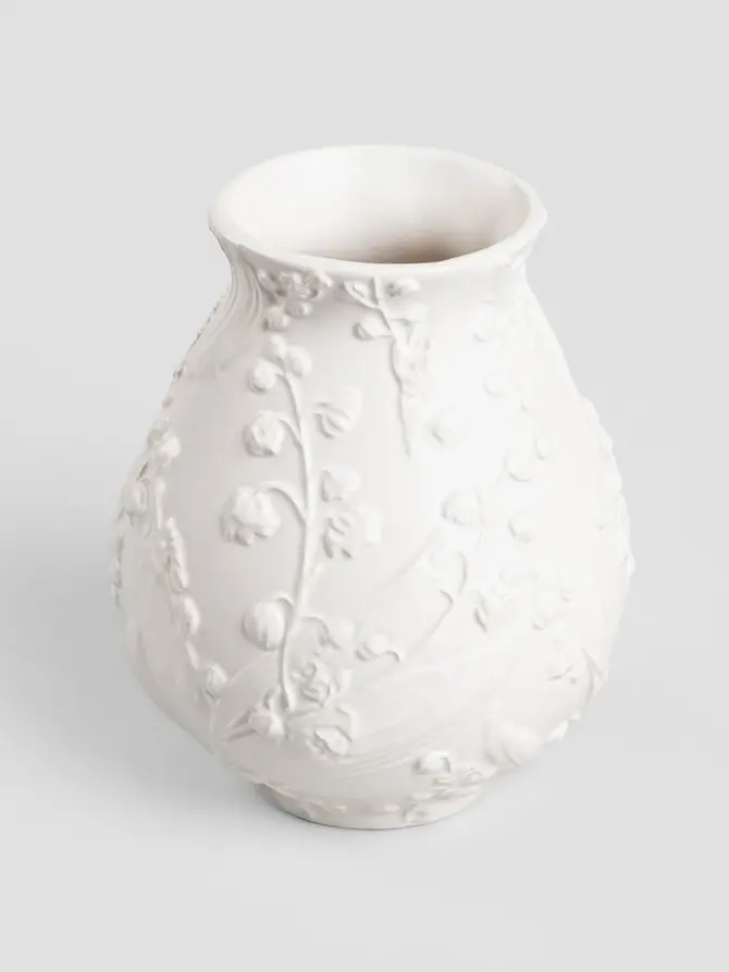 Wazon CONWALLIE ceramiczny z tłoczeniami biały 14x18 cm