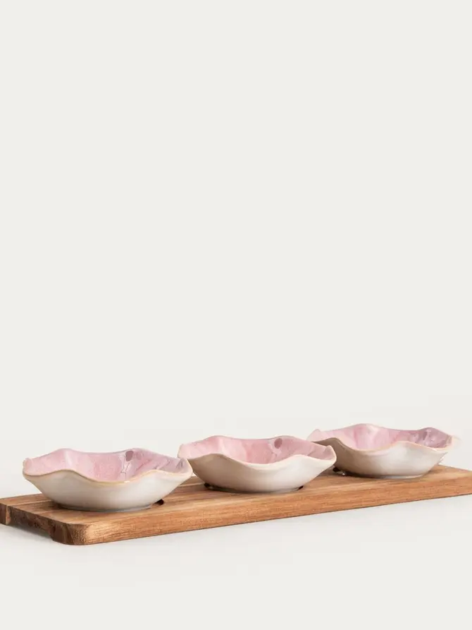 Zestaw do serwowania SAKURA z różowymi miseczkami, 32,5x10x3 cm 4 el.