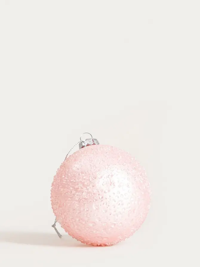 Bombka FJER mrożone szkło, różowa 8 cm