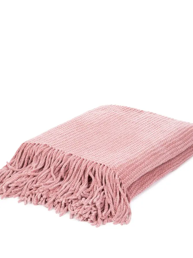 Koc CHENILLE szenilowy różowy 130x170 cm