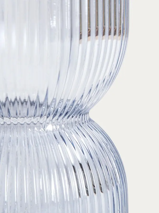 Wazon LIMPID szklany prążkowany błękitny 20 cm