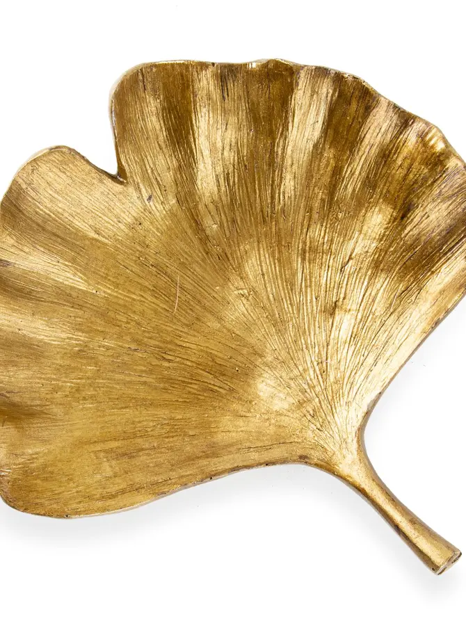 Taca GINGKO ozdobna złota 23x23x6