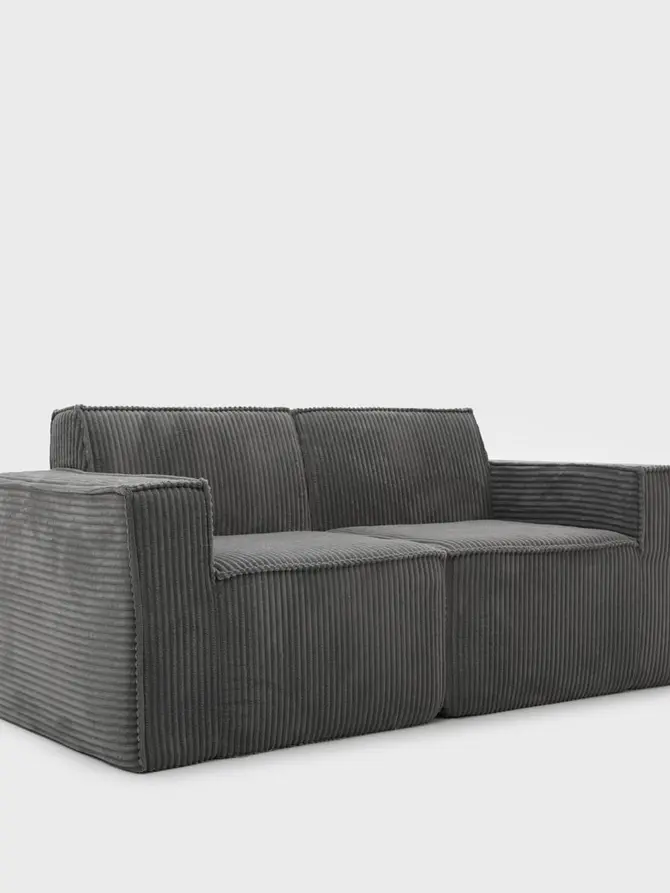 Sofa modułowa LYKKE 2-osobowa ciemnoszara piankowa sztruksowa 190x88x73 cm