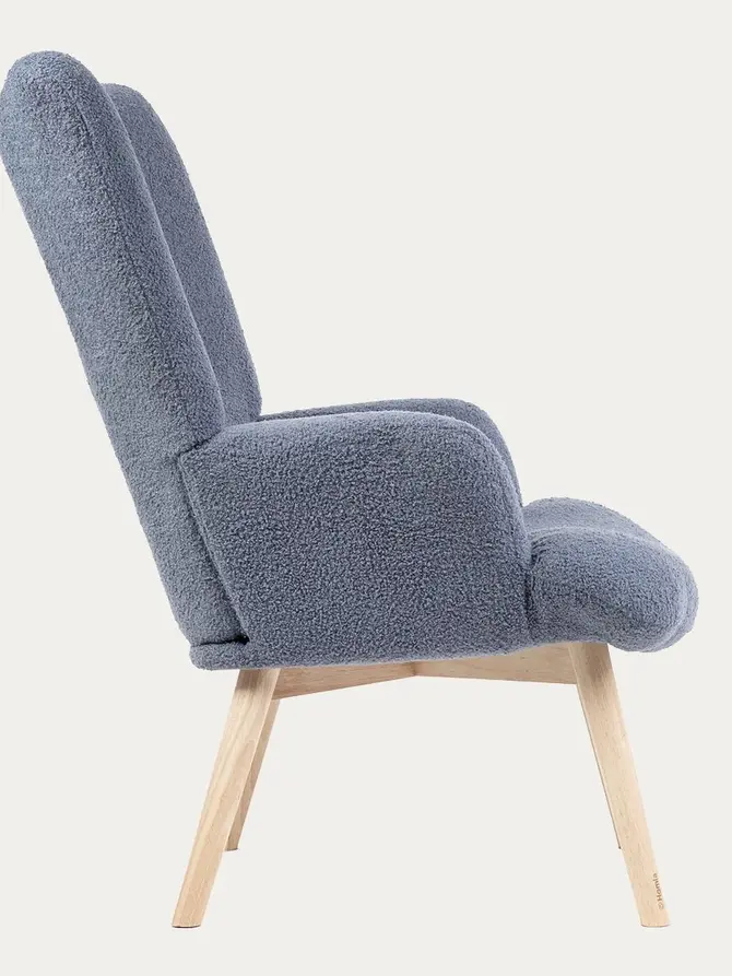 Fotel MOSS TEDDY BOUCLE w tkaninie TEDDY granatowy 70x55x95 cm