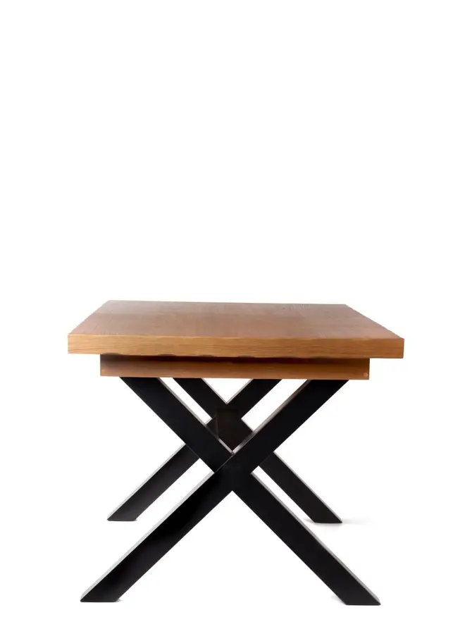 Stół CROSS Stół rozkładany czarny + okleina dębowa 145-185x85x77 cm