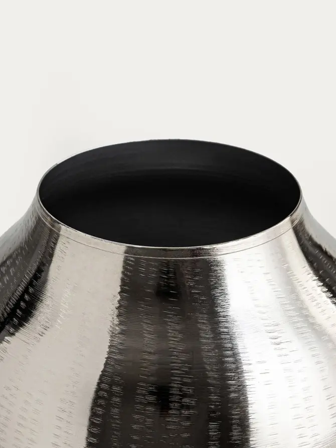 Wazon GIRONA metalowy szeroki srebrny 20x15 cm