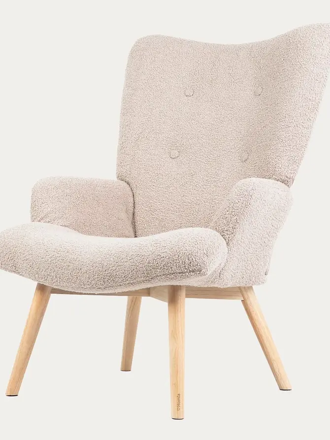 Fotel MOSS TEDDY BOUCLE w tkaninie TEDDY beżowy 70x55x95 cm