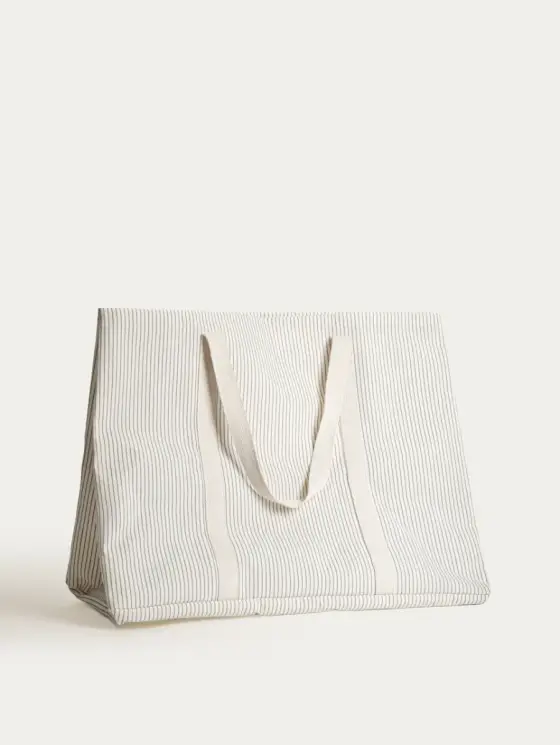 Torba na pranie REVLO w szare pasy 59x30x45 cm