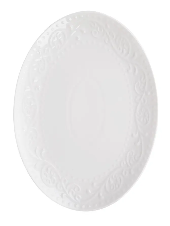 Półmisek SYLIA owalny biały z ornamentem 25x34 cm