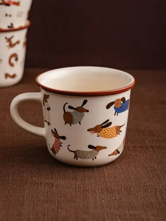 Kubek BOOP porcelanowy w jamniki w sweterku 0,3 l